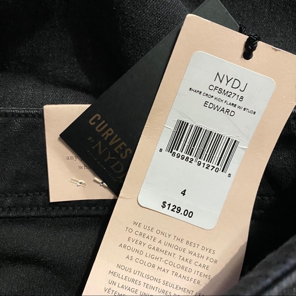 NWT NYDJ Curves Shape Black Studded Cropped Jeans - Picture 5 of 6